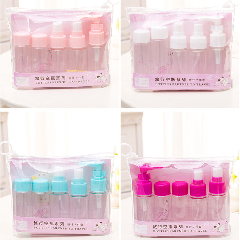 Viaje botella de alcohol pulverizador extrusión desinfectante de manos cosméticos loción botella vacía portátil conjunto