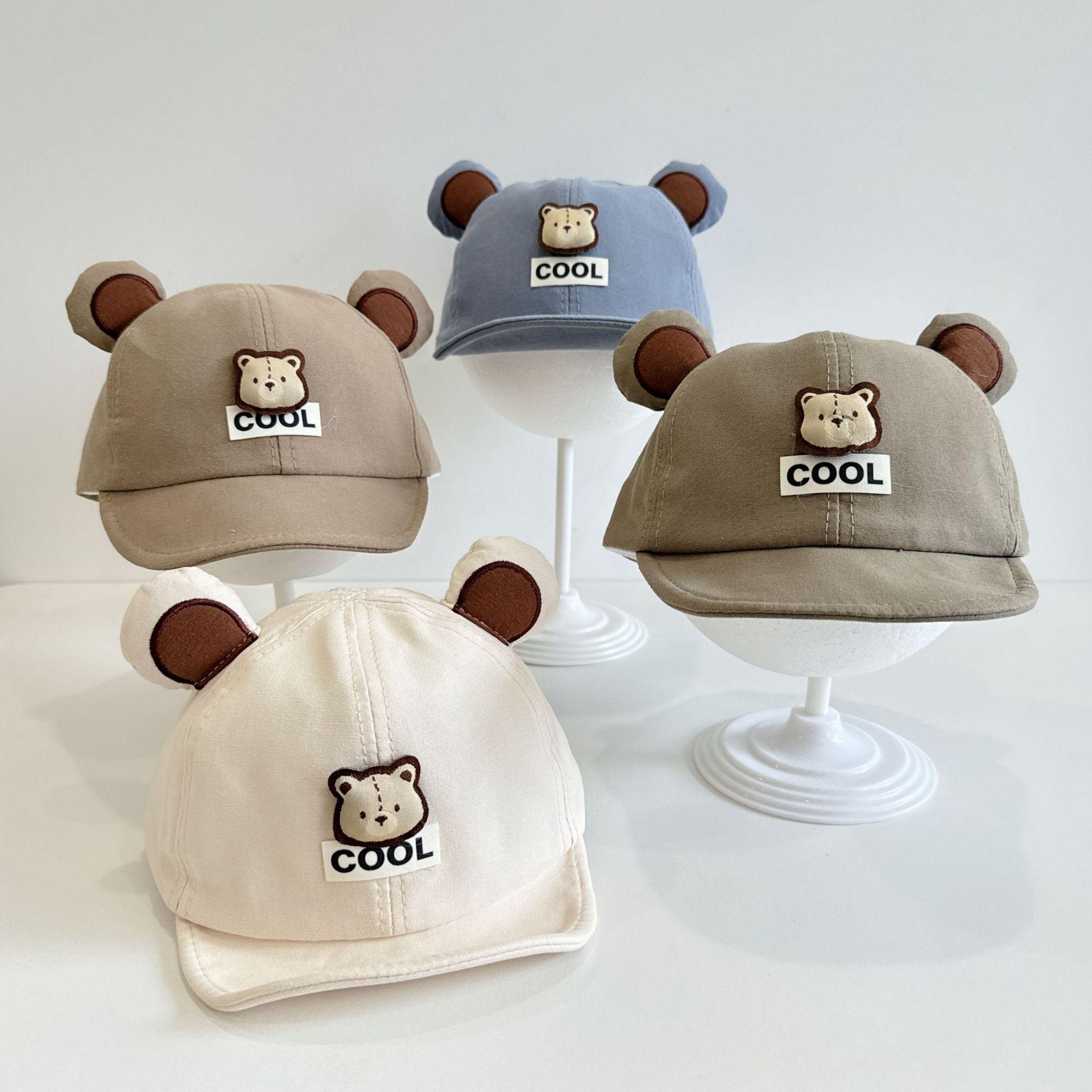 Sombreros para bebés primavera y otoño sombreros para niños y niñas coreanos lindos osos gorras de bisel blando sombreros de béisbol para niños