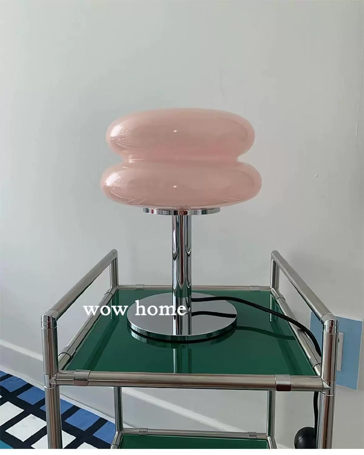 Glass Table Lamp, Sandwich Shade, USB or Plug, Button/Three-Color Lighting, Ambient Bedside Light
