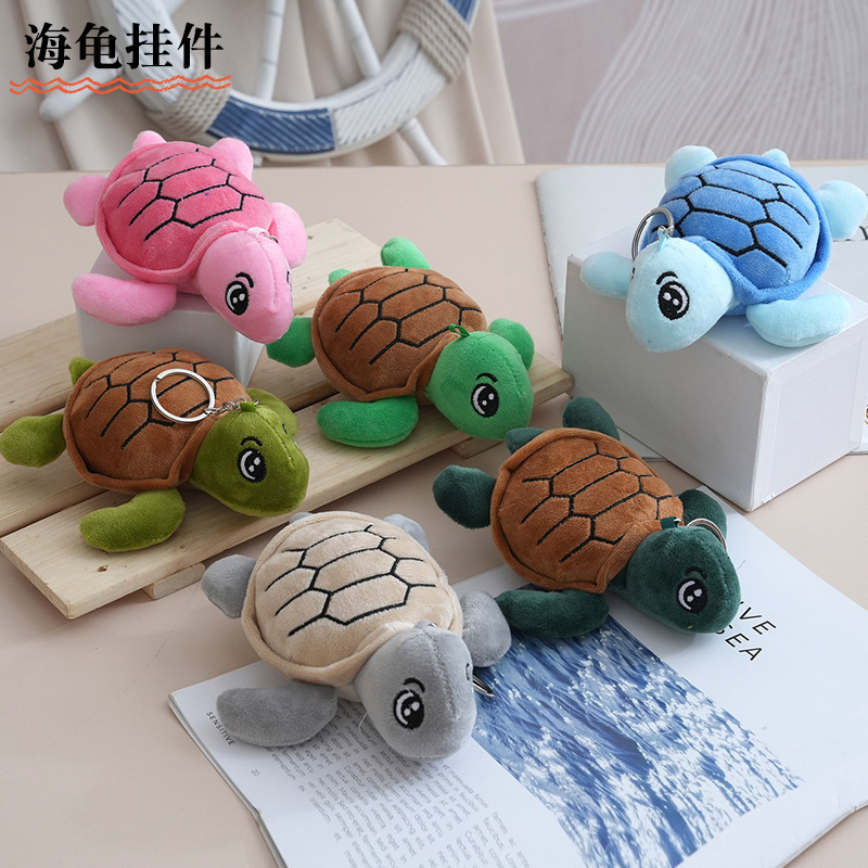 Wholesale Cute Cartoon Creative Turtle Plush Toy Doll Colorful Turtle Small Doll Women's Bag Keychain