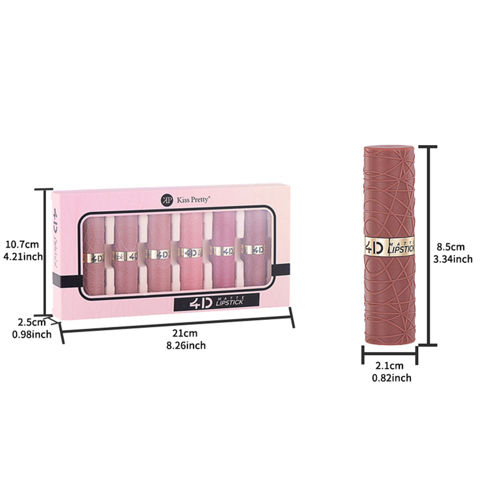 6-piece matte lipstick, cross-border lip makeup, Aunt Red, easy to apply, export lip gloss set, not easy to smudge details Picture