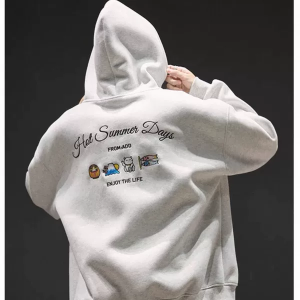 2026 Simple and Heavyweight 400g Embroidered Casual Hooded Sweatshirt for Men, Spring and Autumn Trendy Brand, Versatile with Colorful Floral Letters