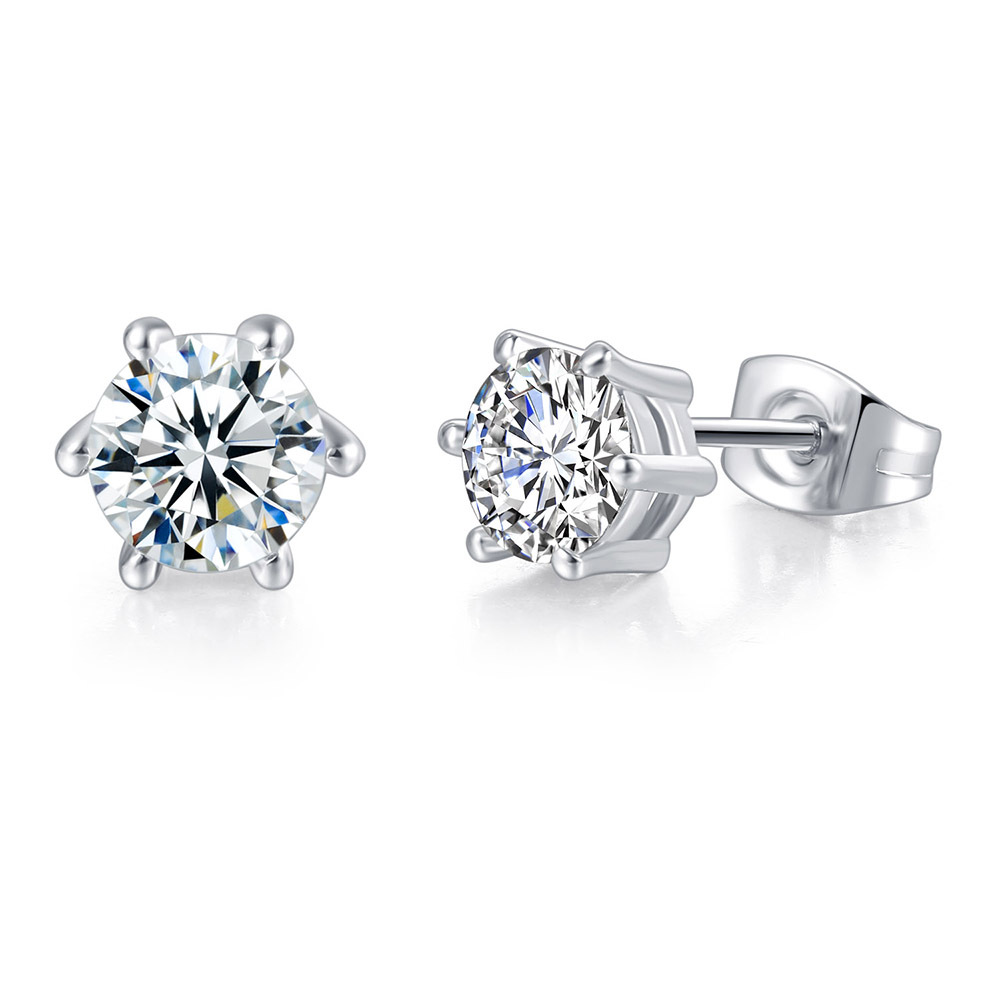 Classic Diamond Stud Earrings Geometric Zircon Fashion Jewelry_voghion.com