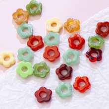 19mm五瓣花晕染亚克力无孔花朵配件DIY手工耳环发饰挂件饰品材料