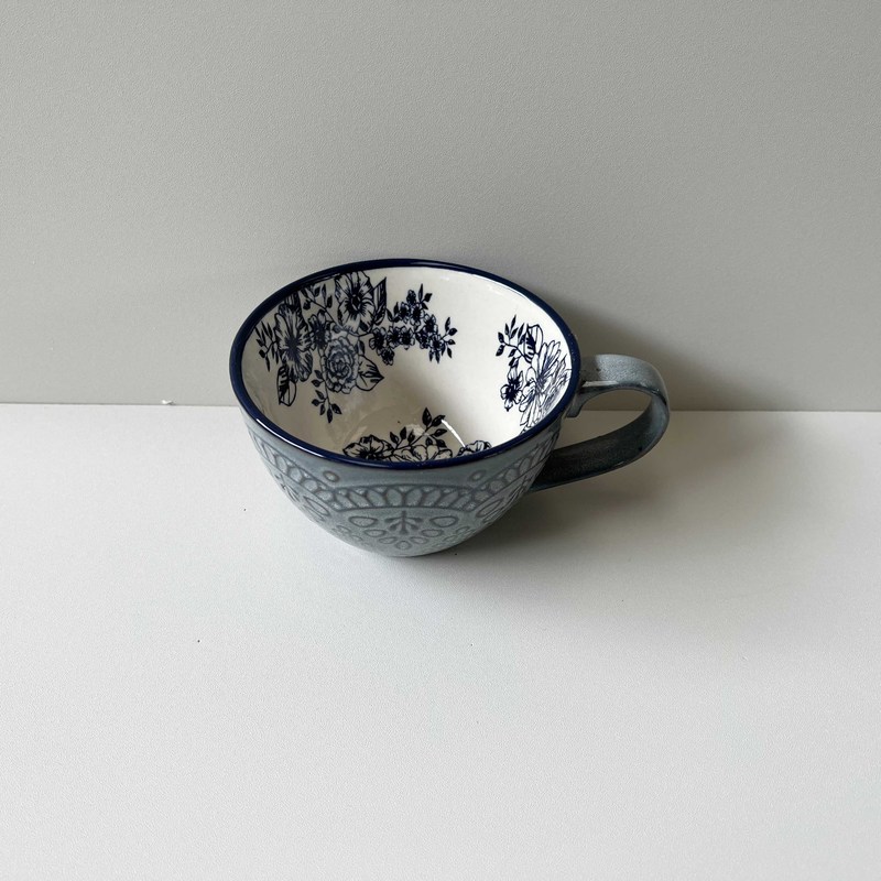 小清新北欧風陶磁器手描きカップオート麦牛乳コーヒーカップ模様彫刻カップ個性電子レンジ微瑕|undefined