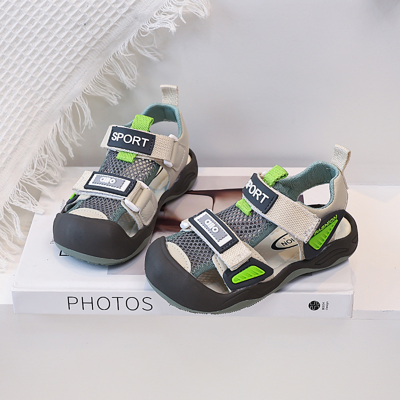 Sandalias deportivas suaves para niños 2026 verano nuevo tipo de bolsas de niños antipatada zapatos de retroceso de malla zapatos casuales transpirables image 4