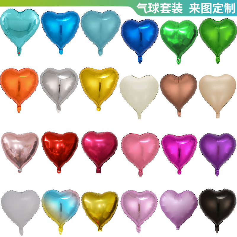 Globo de aluminio en forma de corazón de un solo color de 18 pulgadas para decoración de bodas y el Día de San Valentín, globo liso en forma de corazón para el Festival Qixi para la decoración de la sala de bodas.