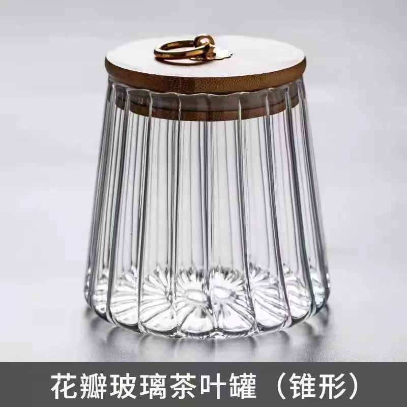 Recipiente de Vidrio de Borosilicato Alto para Té, Tarro de Almacenamiento Sellado de Bambú, Botella de Almacenamiento Transparente, Recipiente de Cocina, Botella de Vidrio
