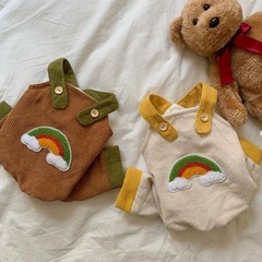 日韩ins风秋冬季狗狗衣服遇见彩虹灯芯绒背带裤中小型犬宠物衣服