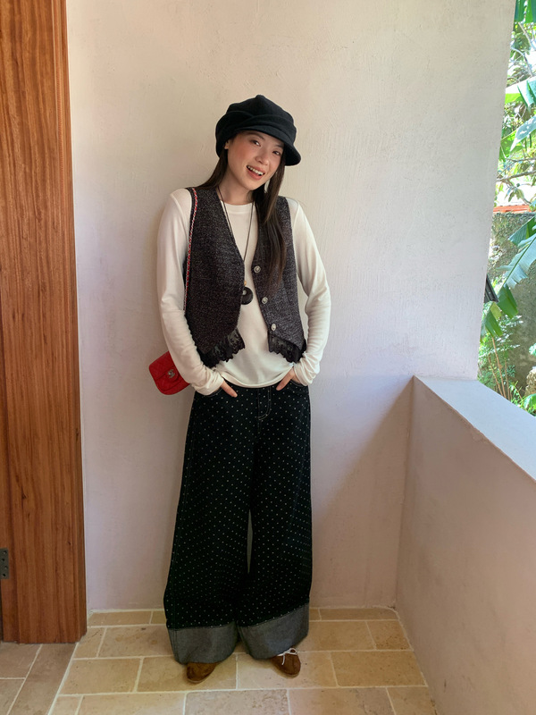 诠释美 NEWOPEN 25秋法式气质蕾丝花边叠穿小香风v领马甲女F6523|undefined