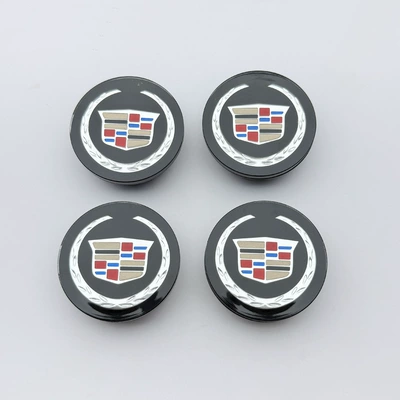 Suitable for Cadillac Hub Cap | Car logo - flat-style-black-background-with-black-color-label-four-wheat-ears-67mm