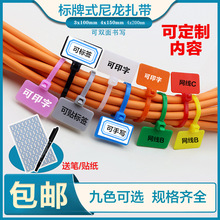 标签扎带网线电线固定扎带3*100mm尼龙彩色牌4*150mm吊牌记号标牌
