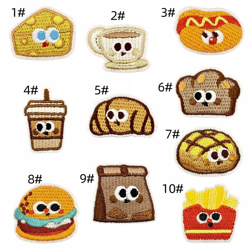 新しい漫画おいしい食べ物刺繍布ステッカーミルクティーパン刺繍パッチ刺繍スタンプ衣類アクセサリー在庫あり|undefined