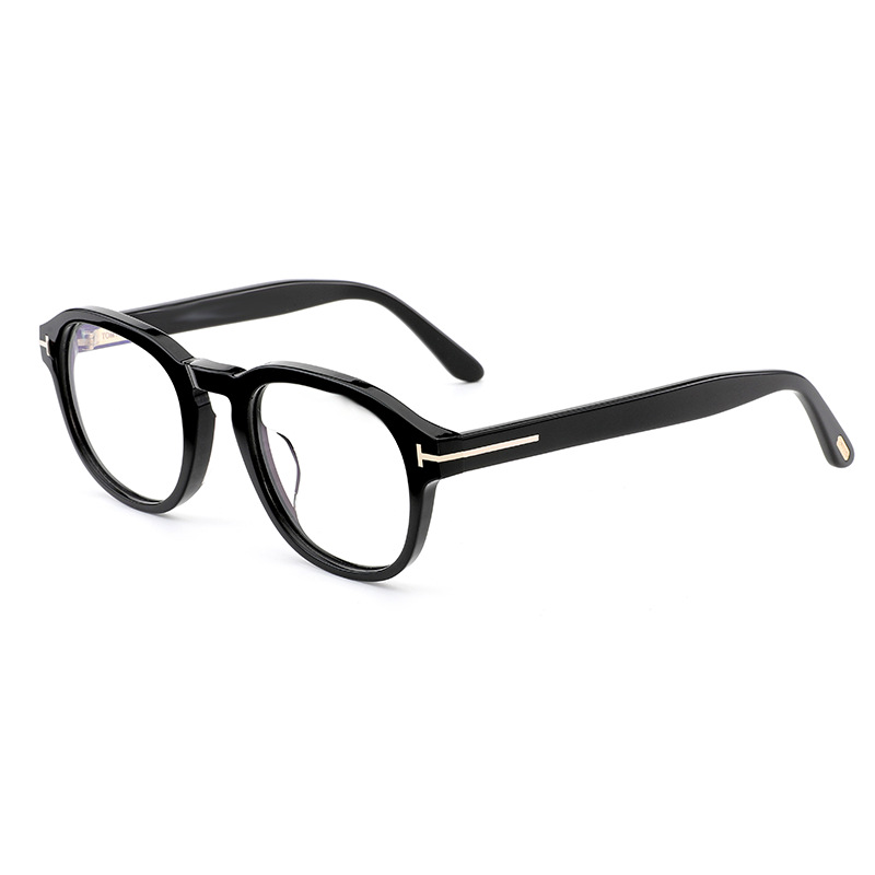 Acetate Fashion Plate Frame Tf5698 Retro Business Style Round Frame Glasses Student Casual Decorative Glasses