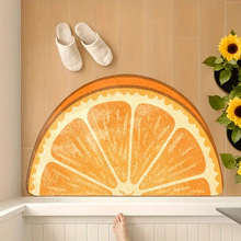 TEMU新款热销卡通水果半圆仿羊绒地垫卧室加厚亲肤易打理脚垫批发