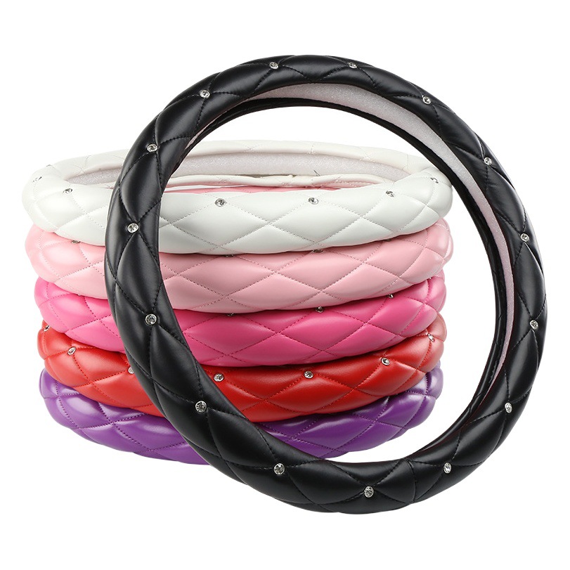 Car steering wheel cover diamond-embedded South Korea women's puff fashion cute universal cross-border e-commerce interior handle cover wholesale