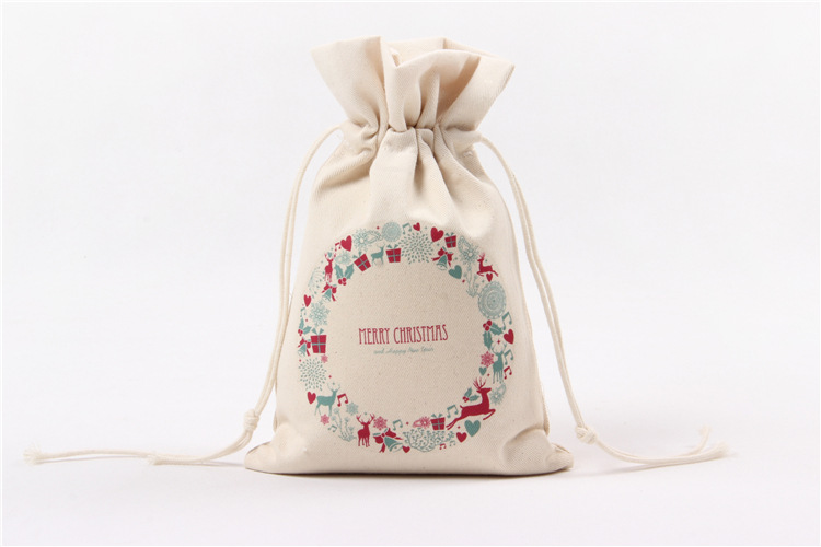 A245 logo printed canvas storage bag with drawstring closure, gift pocket, portable for Christmas packaging gifts undefined