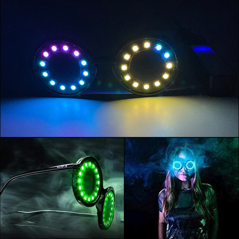 Los 100 mejores accesorios de actuación de festival de música electrónica de DJ para apoyar las gafas luminosas Gafas luminosas LED deslumbrantes en espiral
