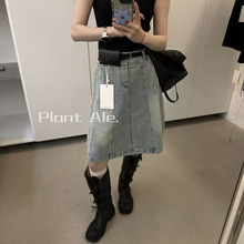 韩系新款复古牛仔半身裙一夏季显瘦包臀A字裙高腰短裙子H6066