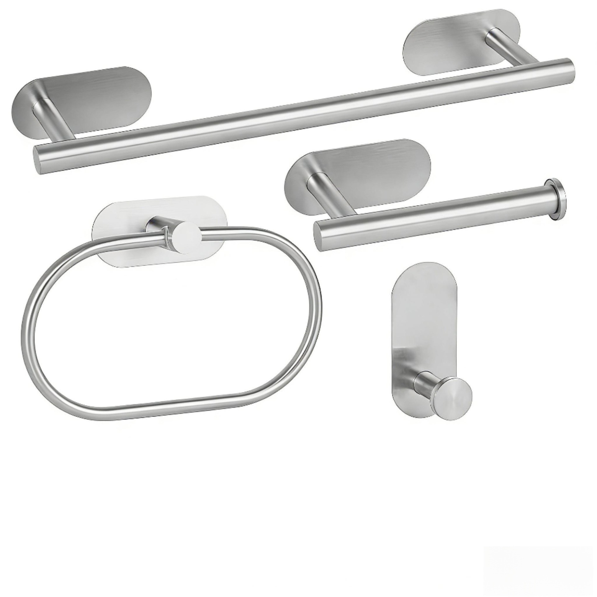Elíptico sin perforación - Set de cuatro piezas (Plata)
