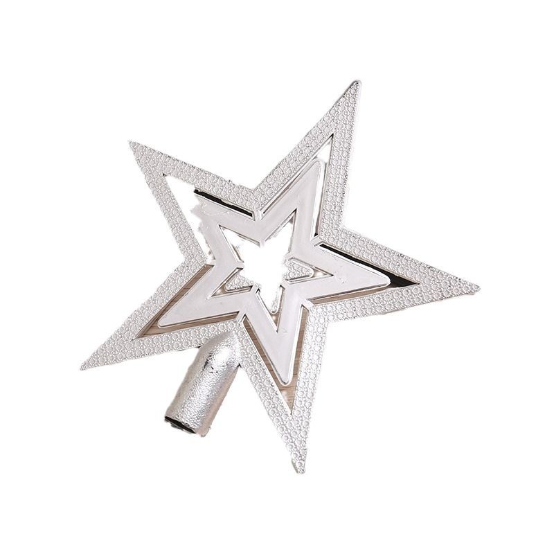 Juego de accesorios de decoración para árbol de Navidad, estrella de cinco puntas electrochapada de 1020 cm, adorno de estrella de Navidad en stock, gorro de Navidad arcoíris.