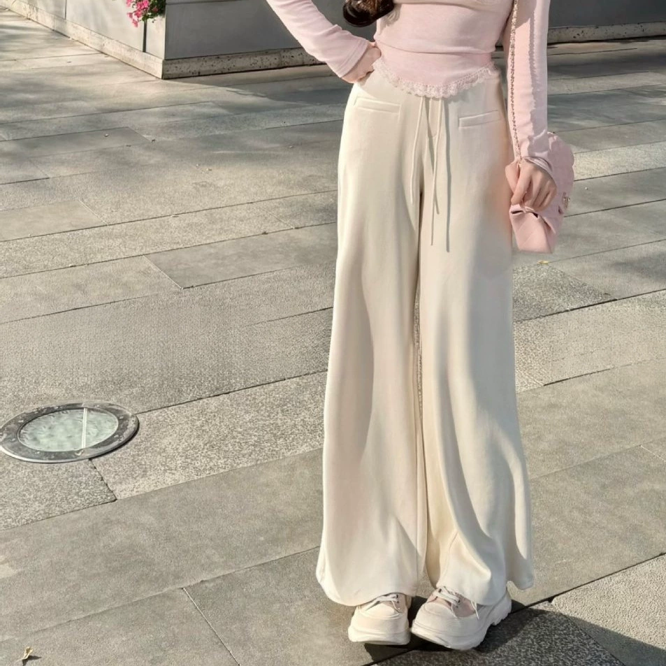 [Встряхшие брюки] Супер хорошие супер-длинные ноги с высокой талией, слегка прямые брюки с высокой талией и другие