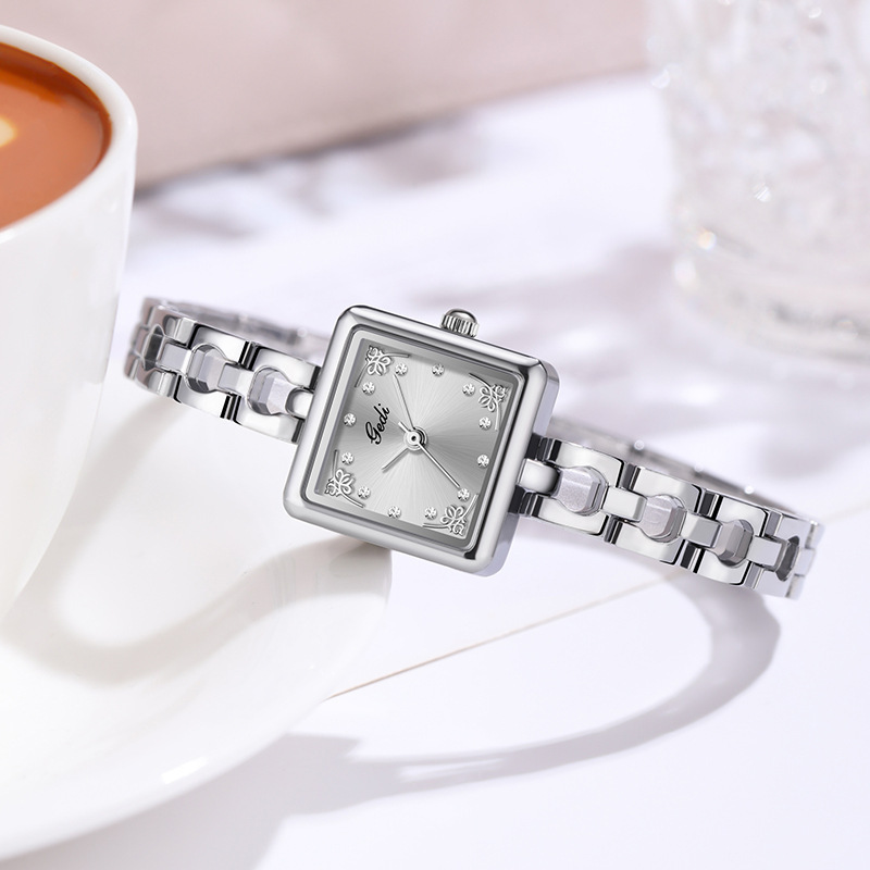 Goldie Chinese Style Retro Bracelet Watch Women's Small Square Plate Bracelet Watch Niche High-Level Antique Small Silver Watch