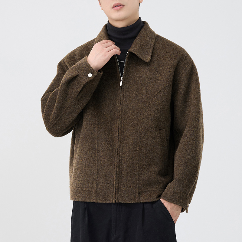 2025 otoño invierno chaqueta de lana hombre doble cara chaqueta de lana cachemire suelta chaqueta de tamaño grande sin marrón verde image 3