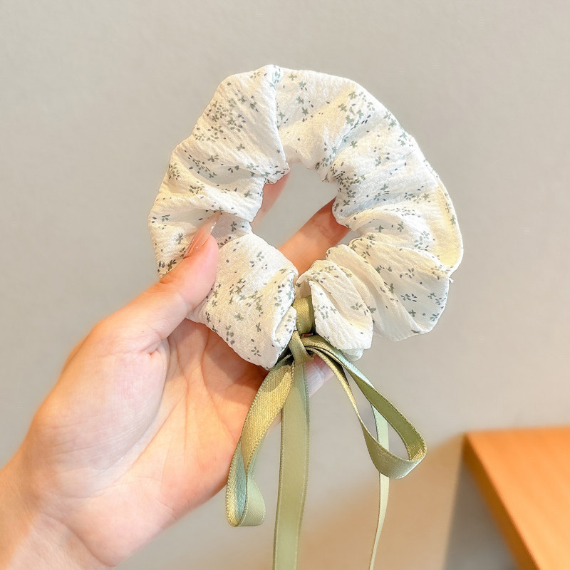 Satín coreano anillo de cabello de intestino grande mujer de moda cuerda de cabeza de alta calidad temperamento flor de cabello bola de cabello toque de cabeza