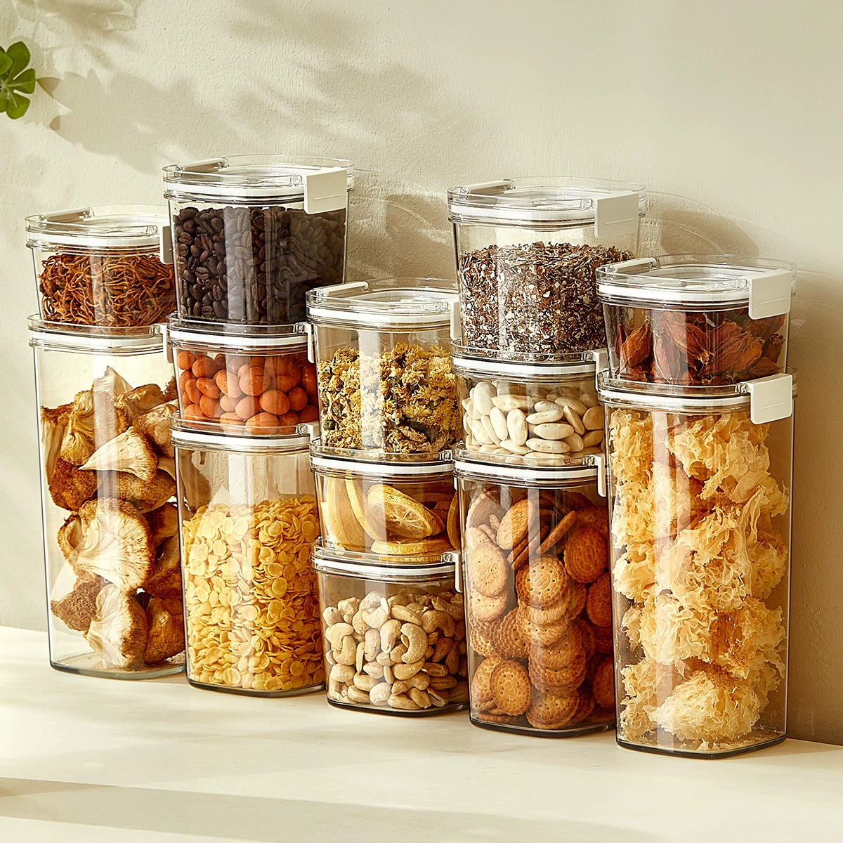 One-Click Vacuum Storage Container, Transparent Thick Plastic Square, 460–1800 ml, Pump Options