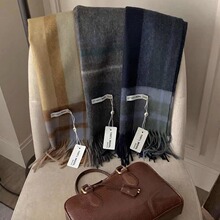 韩国东大门正品代购slowb羊毛100wool秋冬复古格纹围巾女保暖围脖
