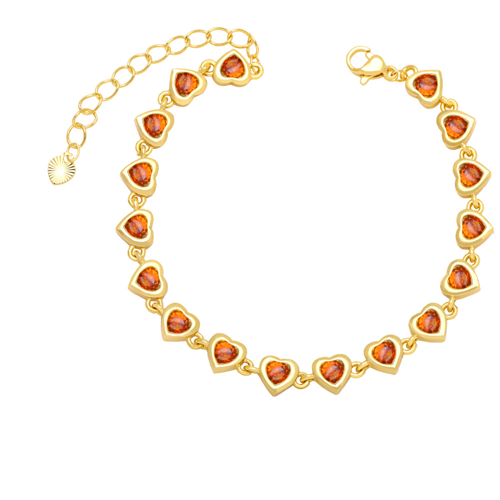 Bracelets Classification Fashion Heart Shape Copper Bracelets Inlay Zircon Copper Bracelets
