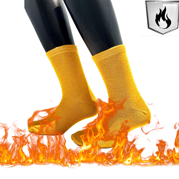 源头工厂耐高温阻燃防火袜聚酰亚胺纱线袜子耐磨抗菌防紫外线透气
