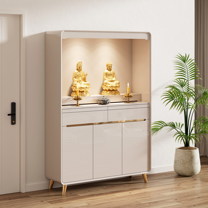 Modern Light Luxury Small Buddhist Niche New Chinese Style Vertical Cabinet Divine Table God of Wealth Sacred Table Guanyin Home Sacred Cabinet