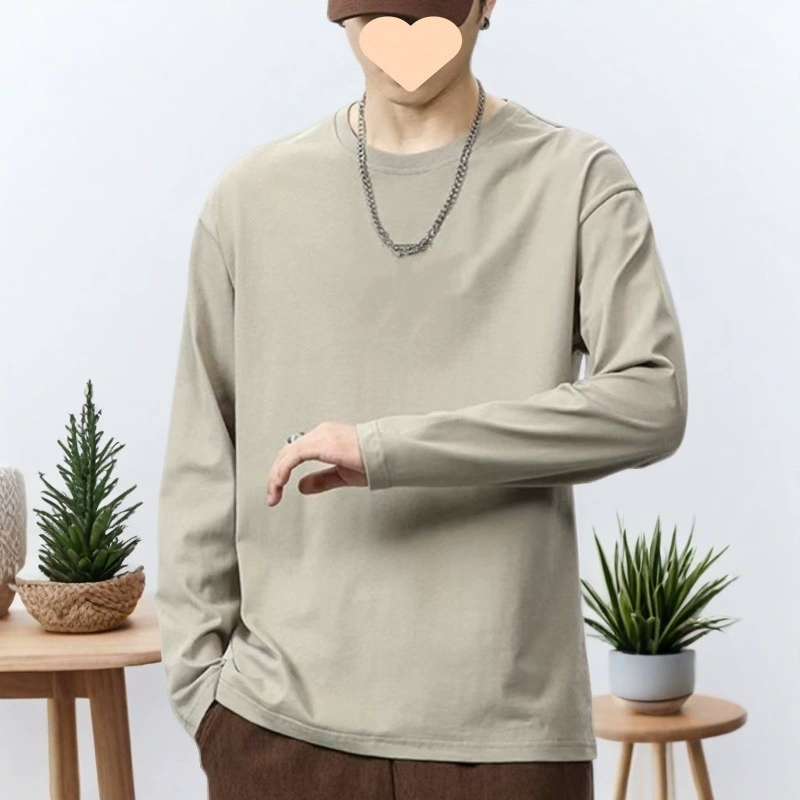 Весенняя новая рубашка из чесаного хлопка с круглым вырезом и длинными рукавами, однотонная модная дышащая, не вельветовая, против морщин, для мужчин и женщин