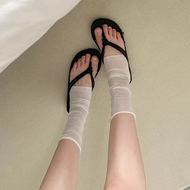 Korean-Style Gray Footless Socks for Women, Thin and Breathable, Suitable for Spring and Summer, Miu-Style Sun-Protective Slouch Socks, Short Style, Dual-Use Sleeve Covers