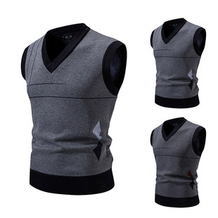Cross-border 2025 New Foreign Trade Men's Fashion Trend fleece-lined Sweater Vest Men's Vest