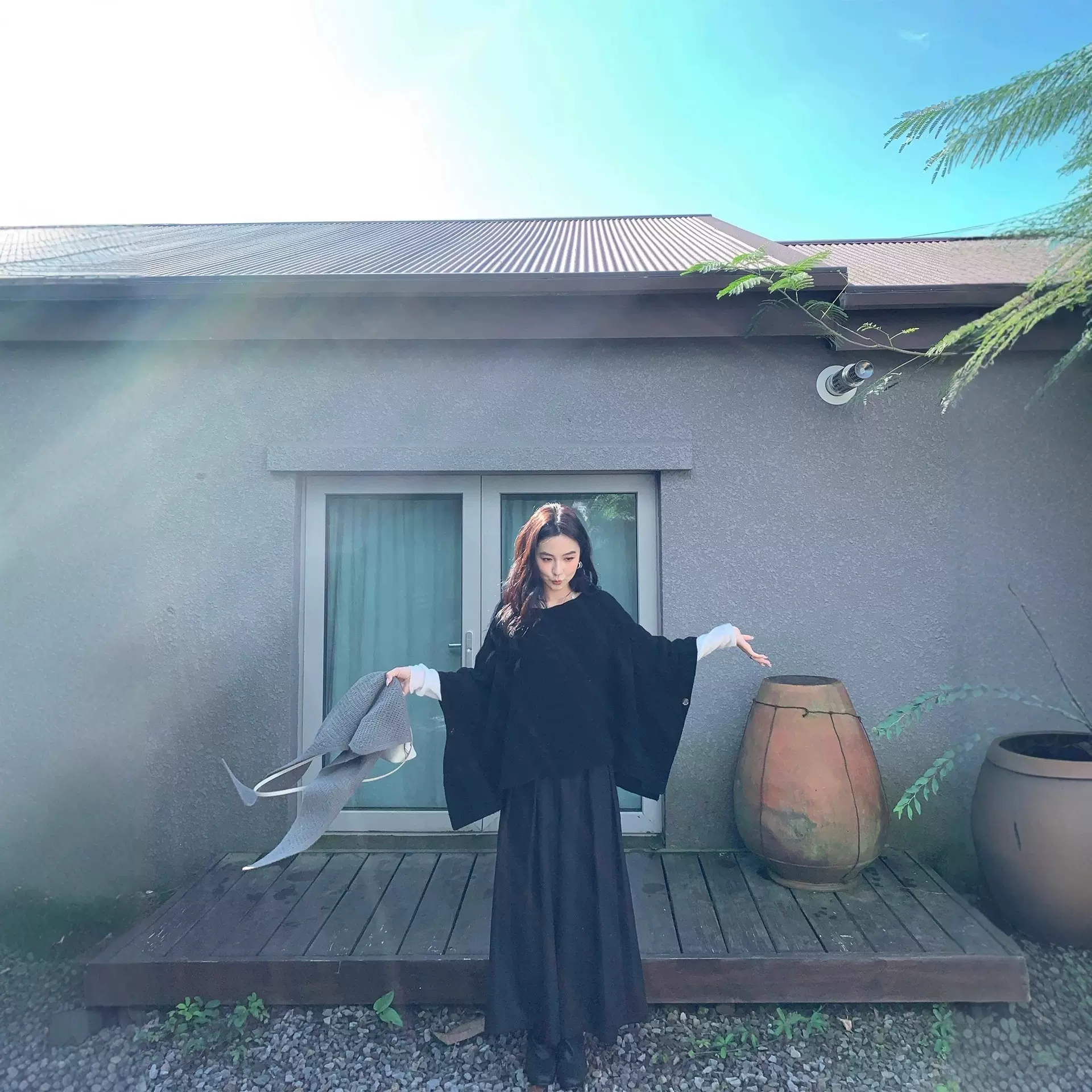 嘉织eraare重磅级法式针织披肩上衣春秋慵懒风开衫女宽松毛衣B806