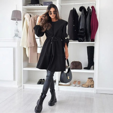 2024秋冬欧美新款跨境女装亚马逊速卖通中长款呢外套大衣毛呢上衣