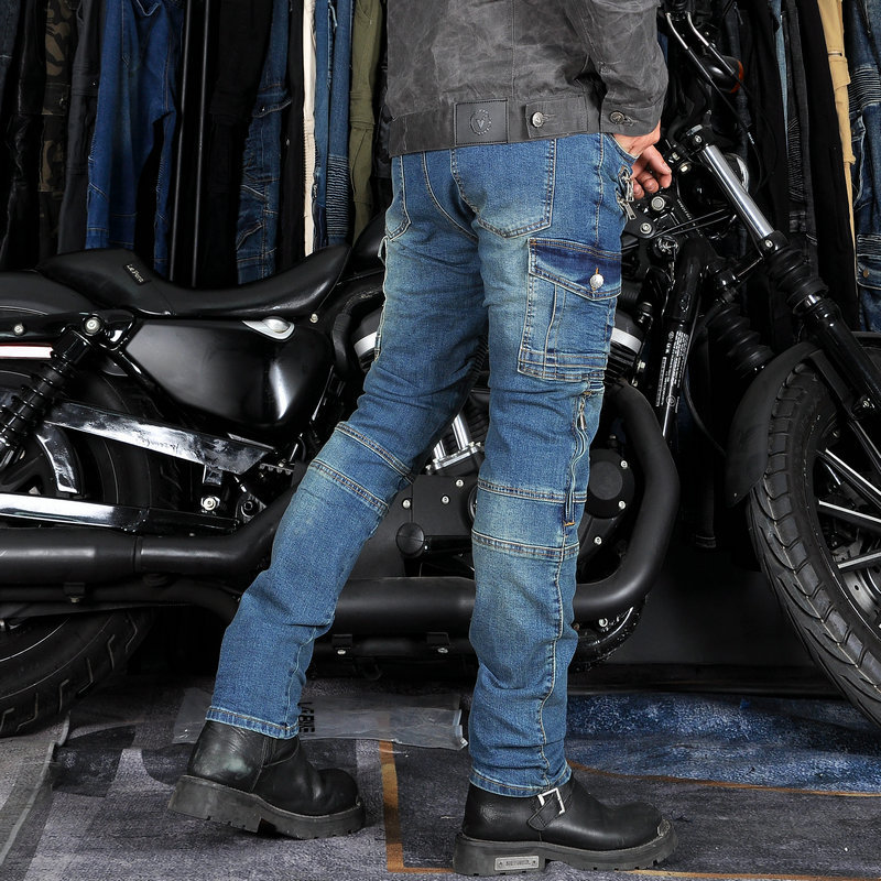 VOLERO JES-24 motocicleta jeans hombres motocicleta retro casual ajustable rodillera resistente a la caída pantalones de ciclismo