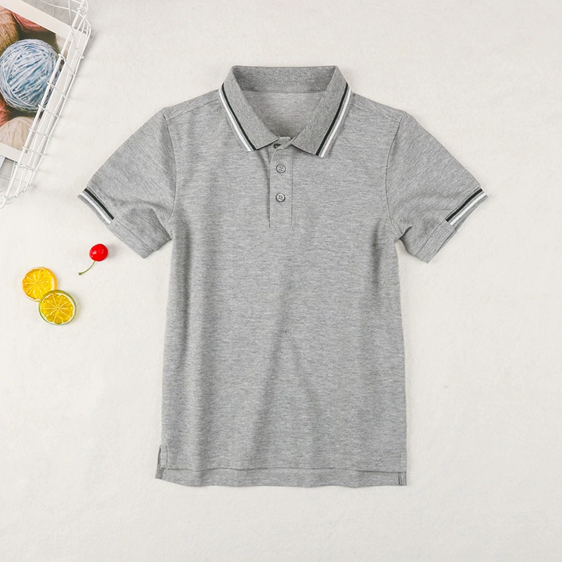 Детская футболка, голубой и белый polo, летняя форма для учащихся, с коротким рукавом