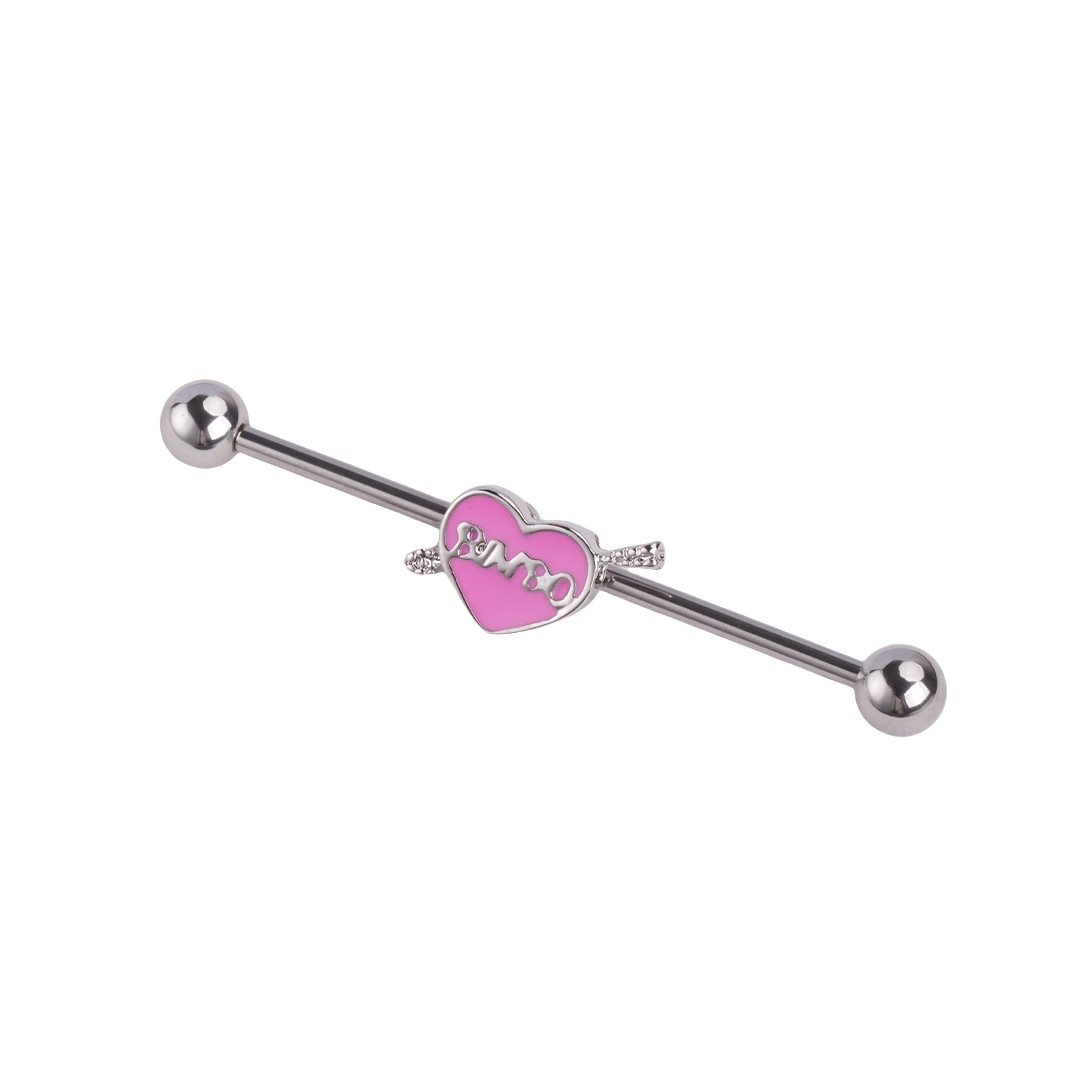欧米の国境を越えた電気商の新型ステンレス工業横棒ピアス愛桃心バーベル耳骨釘穿刺アクセサリー