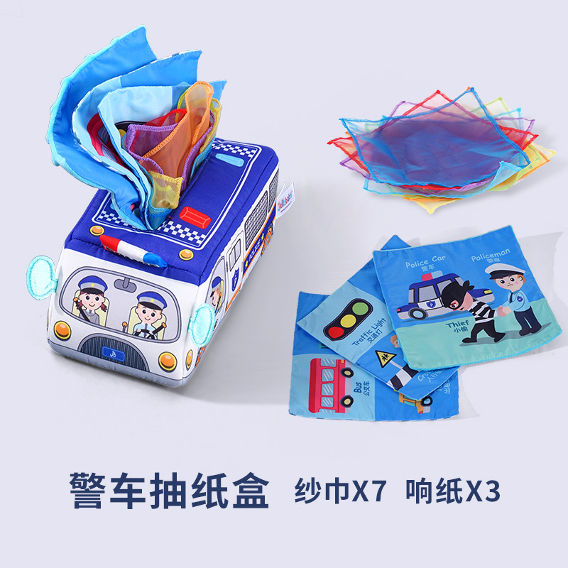 Caja de pañuelos Jolly Baby con música, bombeo con el dedo, entrenamiento sensorial para bebés de 3 meses, rompecabezas y juguetes educativos.