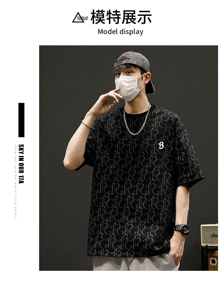 短袖t恤男士夏季新款圆领大码青年美式复古冰丝棉半袖T恤上衣男款详情32