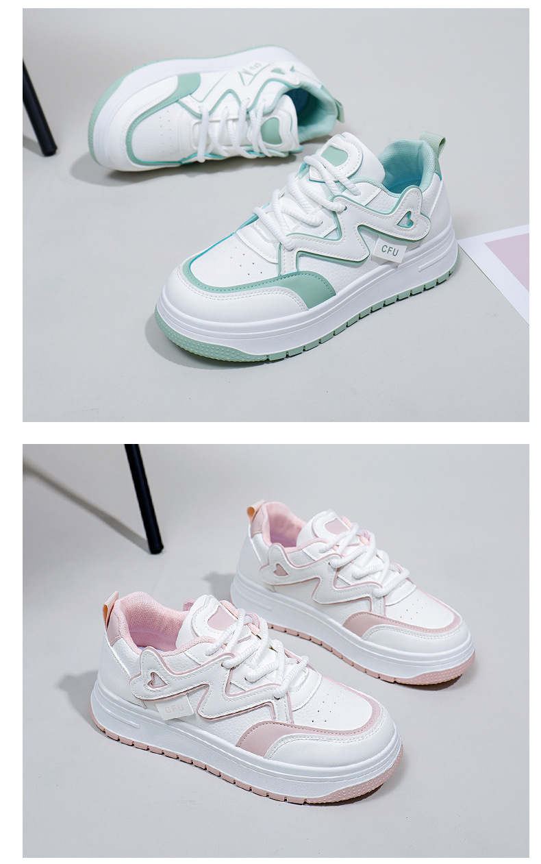 Weiße Damen Freizeitschuhe Trendy Sneaker Mit Dicker Sohle_voghion.com