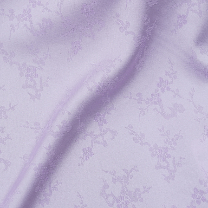 复古安可拉红腊梅高密缎面提花面料 国风旗袍马面裙布包童装布料