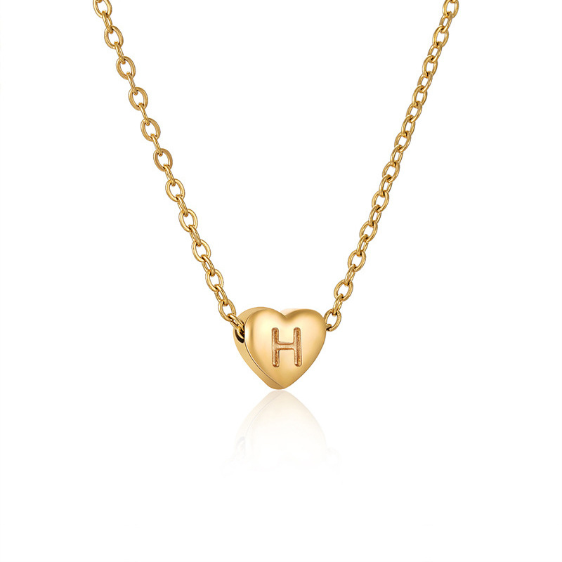 Kulei joyería de 18 quilates de oro de acero inoxidable collar de letras en forma de corazón accesorios femeninos europeos y americanos de acero de titanio melocotón colgante de joyería en forma de corazón