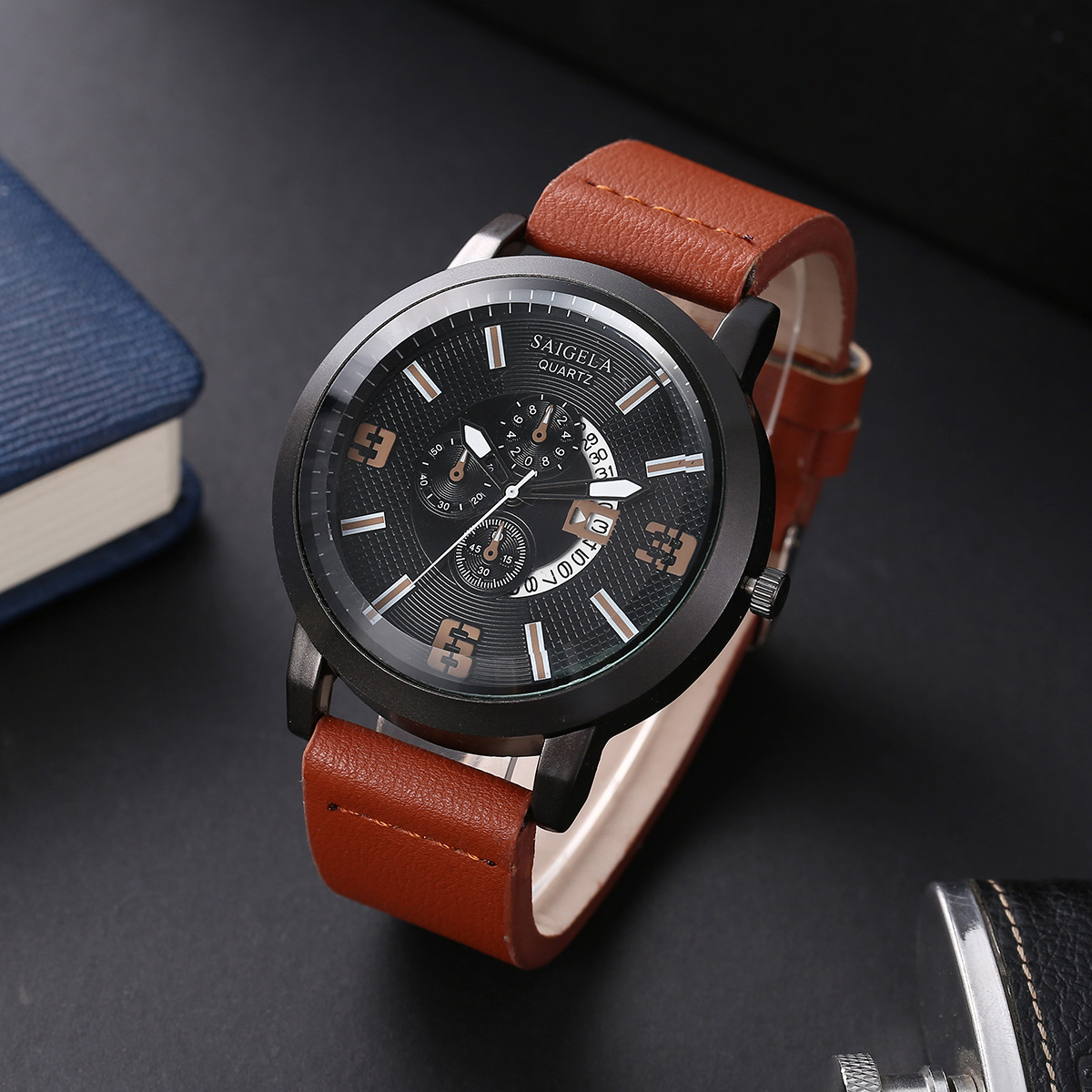 Men's Watch Fashion Business Sports Wind Belt Men's Quartz Watch Calendar Movement Cross-border Explosive Watch