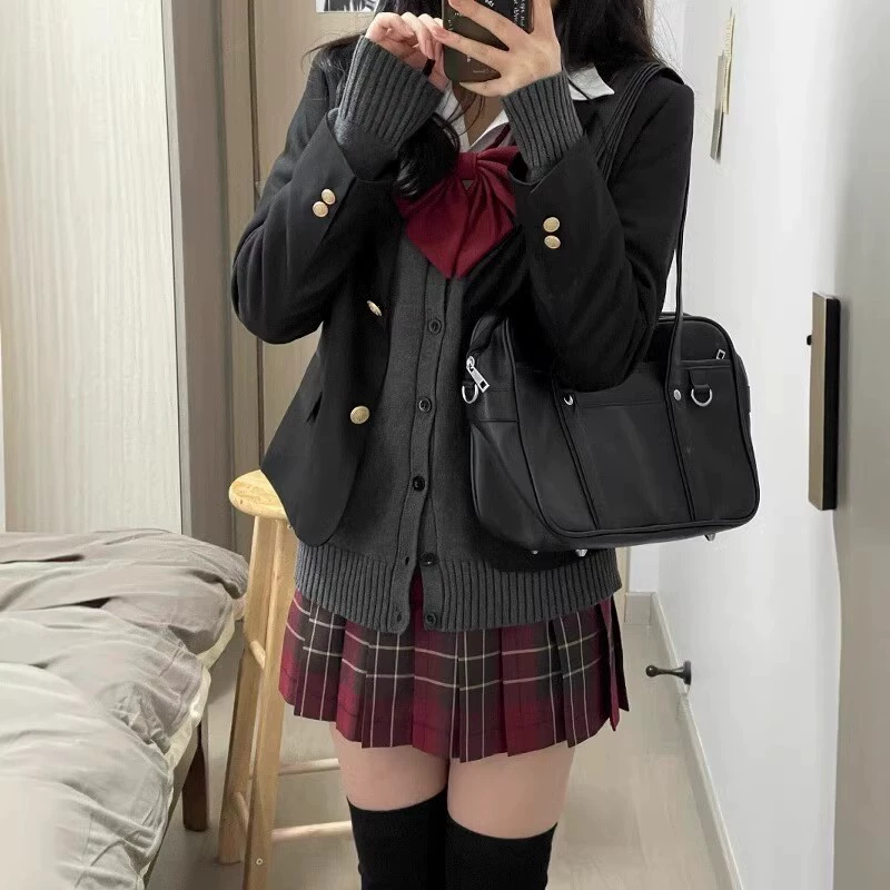 Оригинальная аутентичная юбка в красную клетку в японском школьном стиле, юбка-униформа JK, красно-черная плиссированная юбка в клетку, придающая эффект осветления и стройности, короткая юбка.