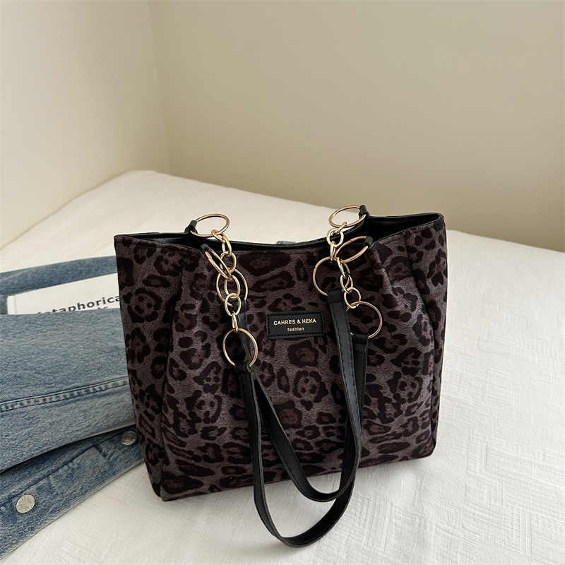 Lässige Leopardensuede Schultertasche Für Damen Als Tragetasche_voghion.com